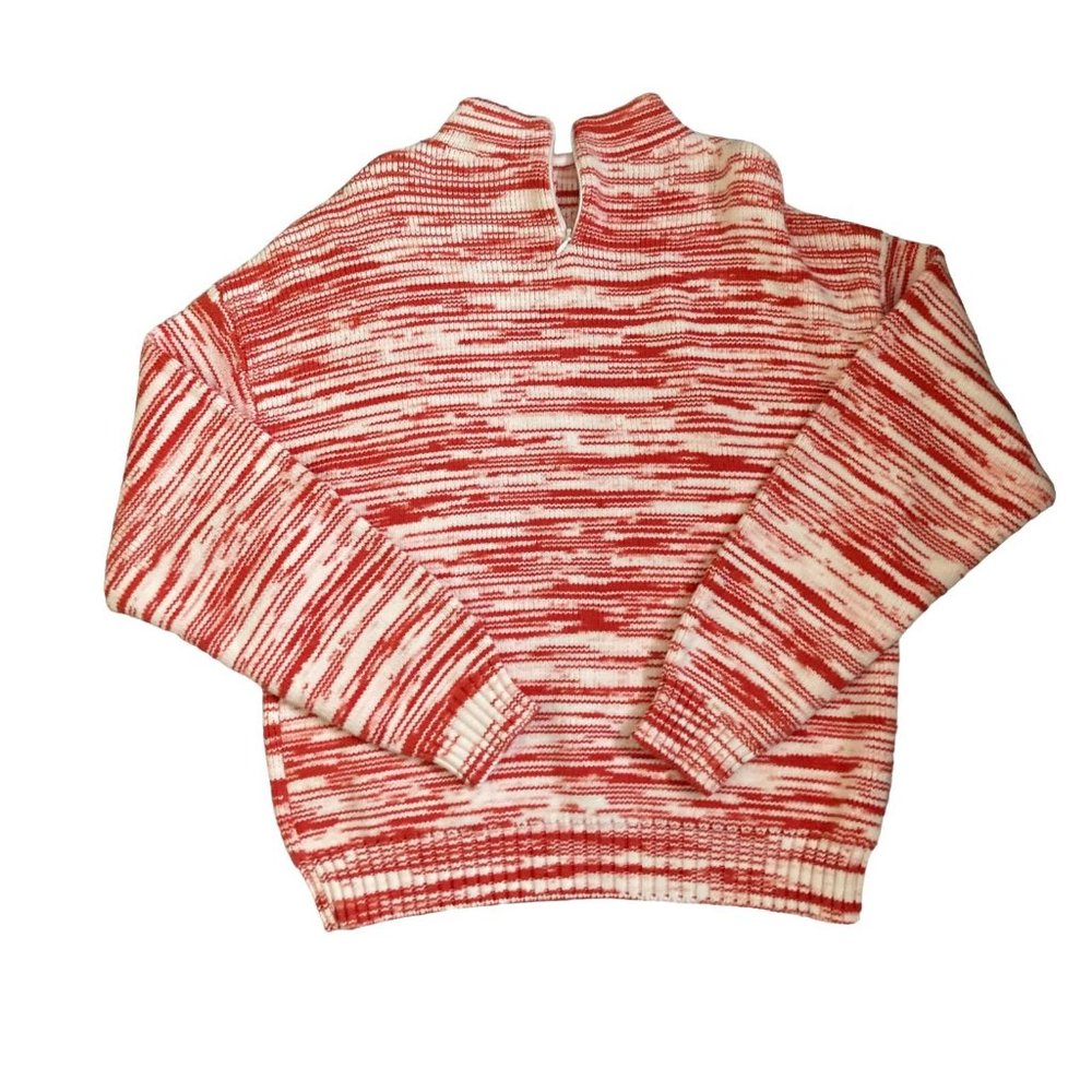 Nine West Coral Orange & White Stripe Sweater Top Womens Medium NWT Cotton Blend - Picture 2 of 6